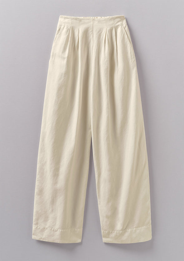 Cotton Linen Wide Leg Pants | Parchment | Women's Pants