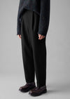 Wool Flannel Pleat Front Pants | Black | Women's Pants