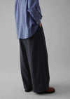 Cotton Wool Pleat Front Pants | Carbon | Women's Pants