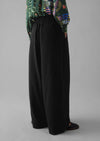 Corinne Wool Cotton Herringbone Wide Leg Pants | Black | Women's Pants