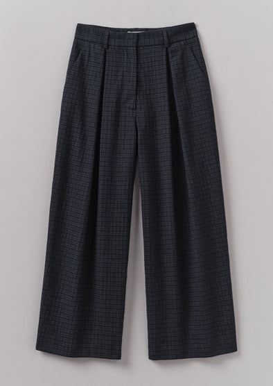 Jude Check Wool Pants | Slate Blue | Women's Pants