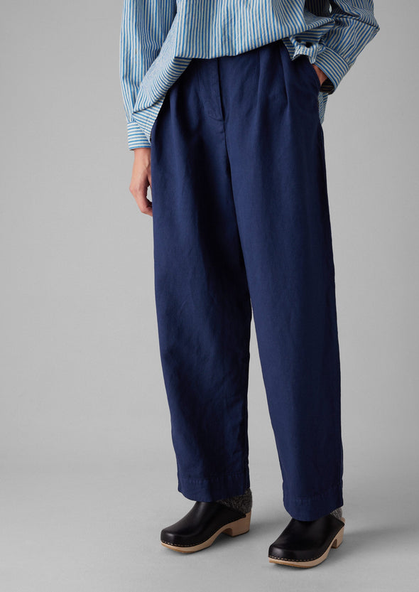 Cotton Linen Herringbone Pants | Maize Blue | Women's Pants