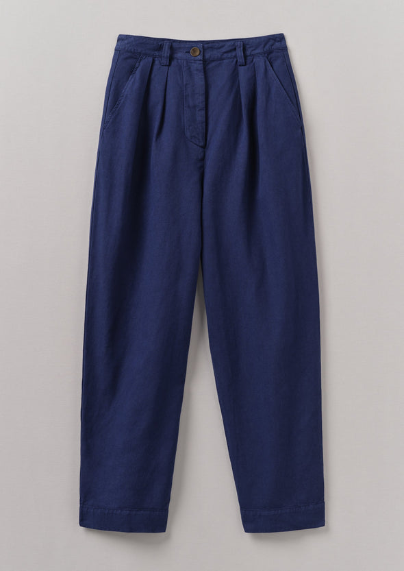 Cotton Linen Herringbone Pants | Maize Blue | Women's Pants