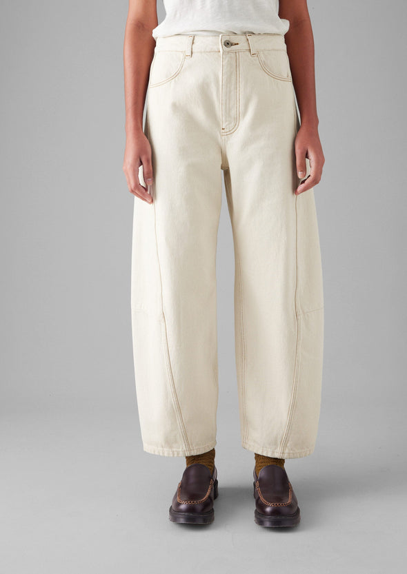 Sculptural Seamed Ecru Denim Pants | Ecru | Women's Pants