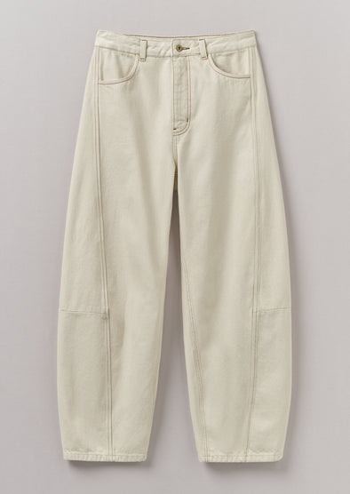 Sculptural Seamed Ecru Denim Pants | Ecru | Women's Pants