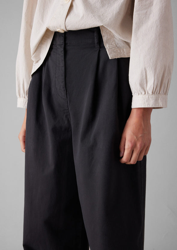 Cotton Paper Bag Pants | Soft Black | Women's Pants