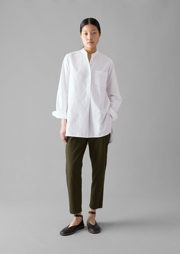 Taro Cotton Oxford Long Shirt | White | Women's Shirts