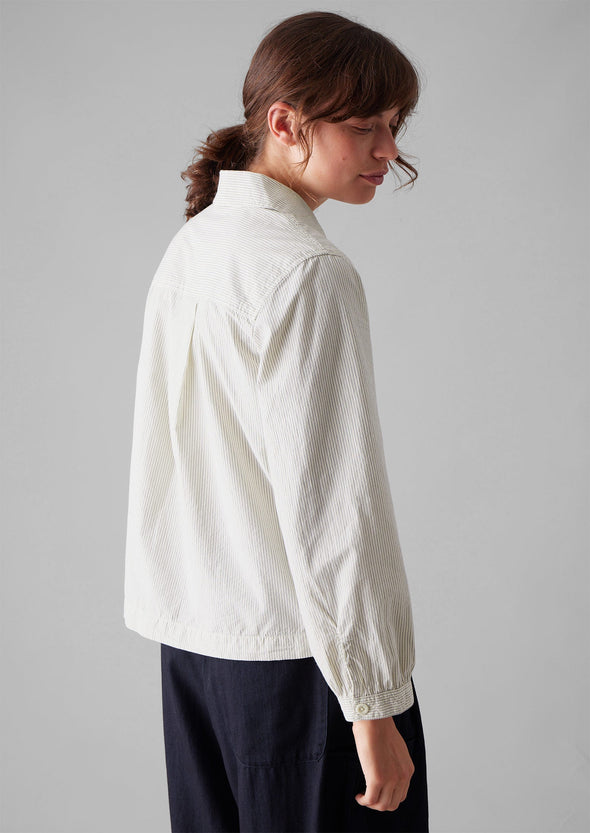 Patch Pocket Stripe Organic Cotton Shirt | Sunwashed Blue | Women's Shirts