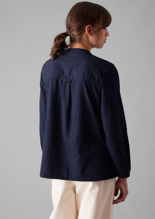 Front Pocket Soft Indigo Twill Shirt | Indigo | Women's Shirts