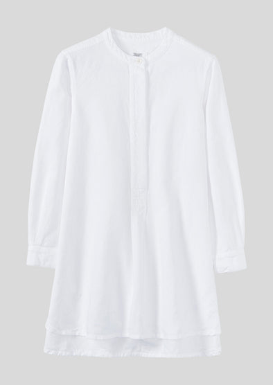 Elena Cotton Linen Tunic Shirt | Paper White | Women's Shirts