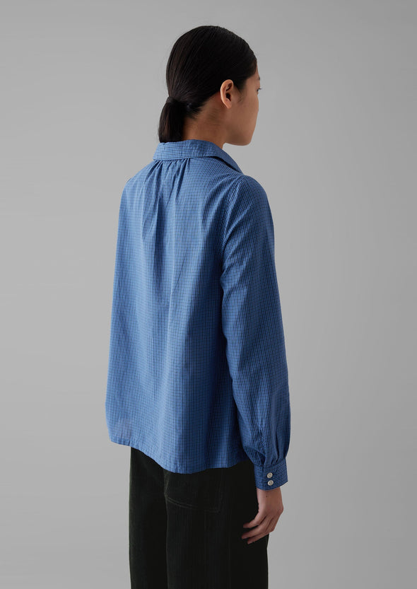 Anja Check Cotton Shirt | Slate/Dark Cornflower | Women's Shirts