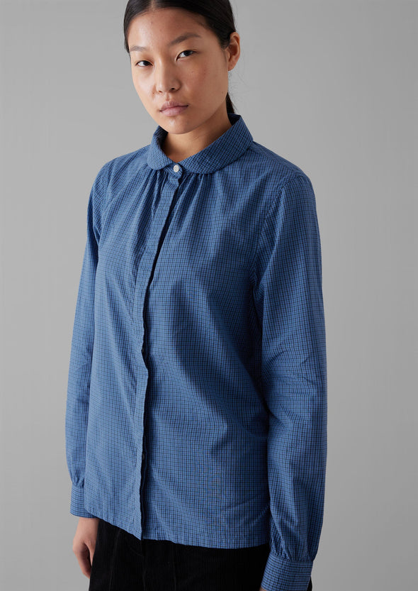 Anja Check Cotton Shirt | Slate/Dark Cornflower | Women's Shirts