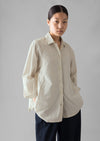 Dash Stripe Cotton Shirt | Ivory/Golden Olive | Women's Shirts