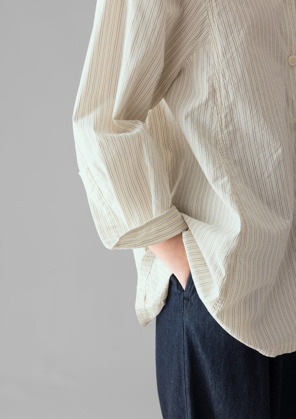 Dash Stripe Cotton Shirt | Ivory/Golden Olive | Women's Shirts