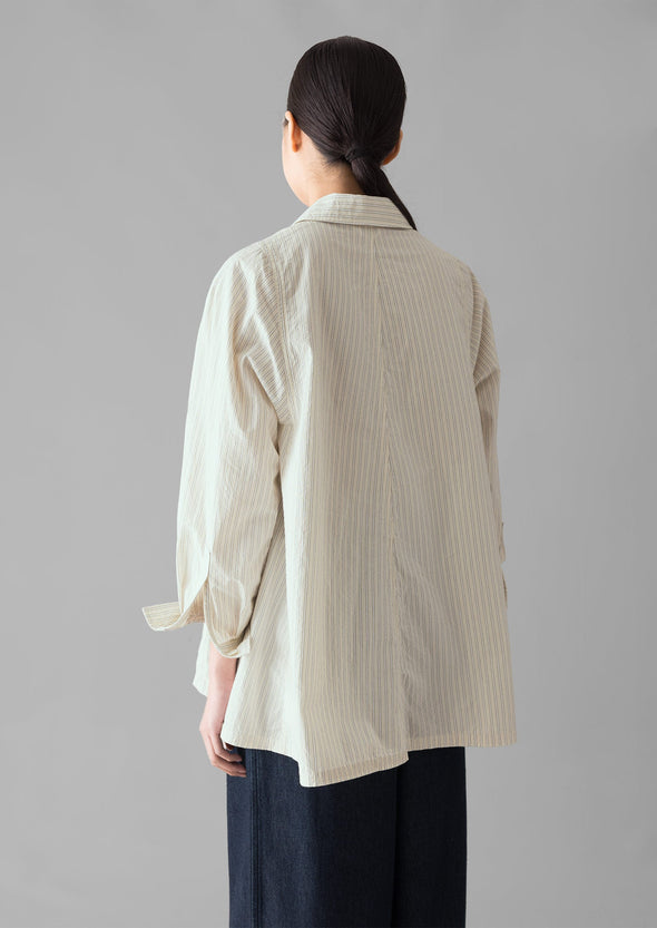 Dash Stripe Cotton Shirt | Ivory/Golden Olive | Women's Shirts