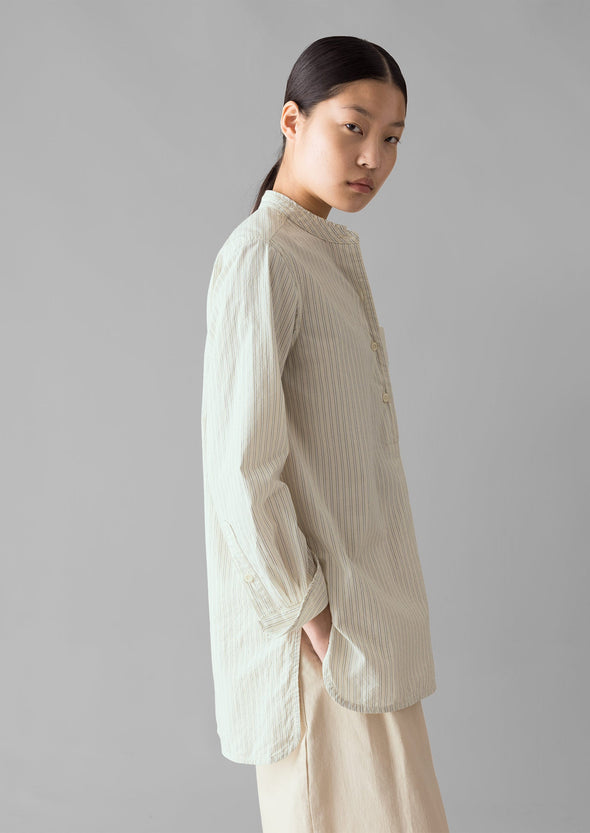 Taro Stripe Cotton Poplin Shirt | Ivory/Golden Olive | Women's Shirts