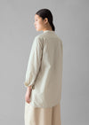 Taro Stripe Cotton Poplin Shirt | Ivory/Golden Olive | Women's Shirts