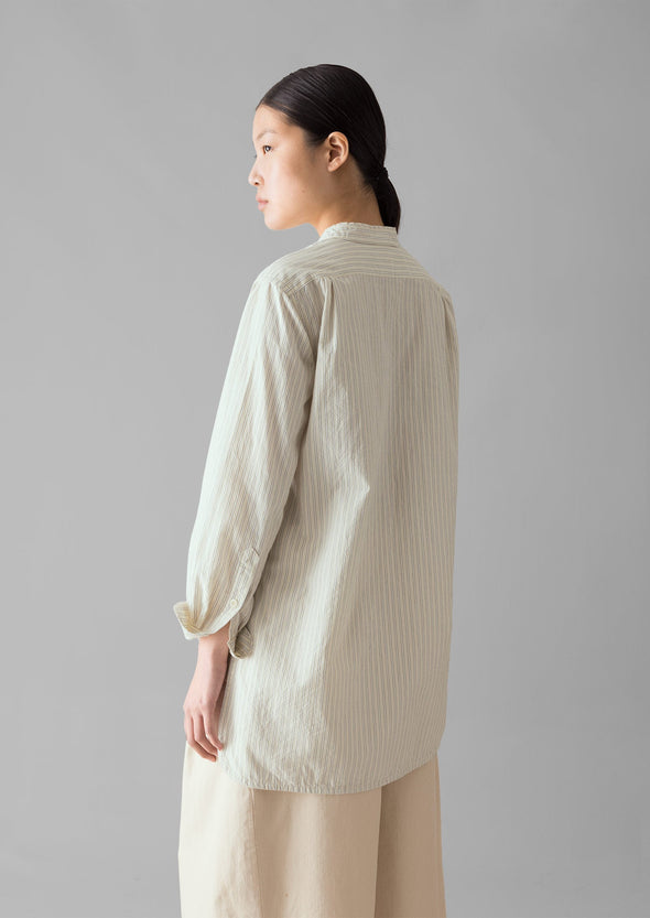 Taro Stripe Cotton Poplin Shirt | Ivory/Golden Olive | Women's Shirts