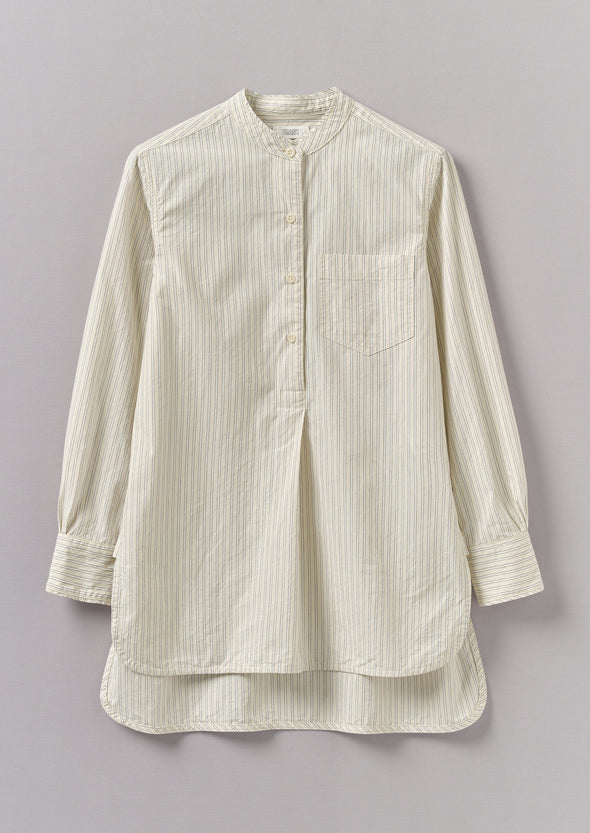 Taro Stripe Cotton Poplin Shirt | Ivory/Golden Olive | Women's Shirts