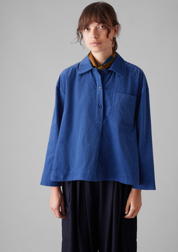 Patch Pocket Organic Needlecord Shirt | French Blue | Women's Shirts