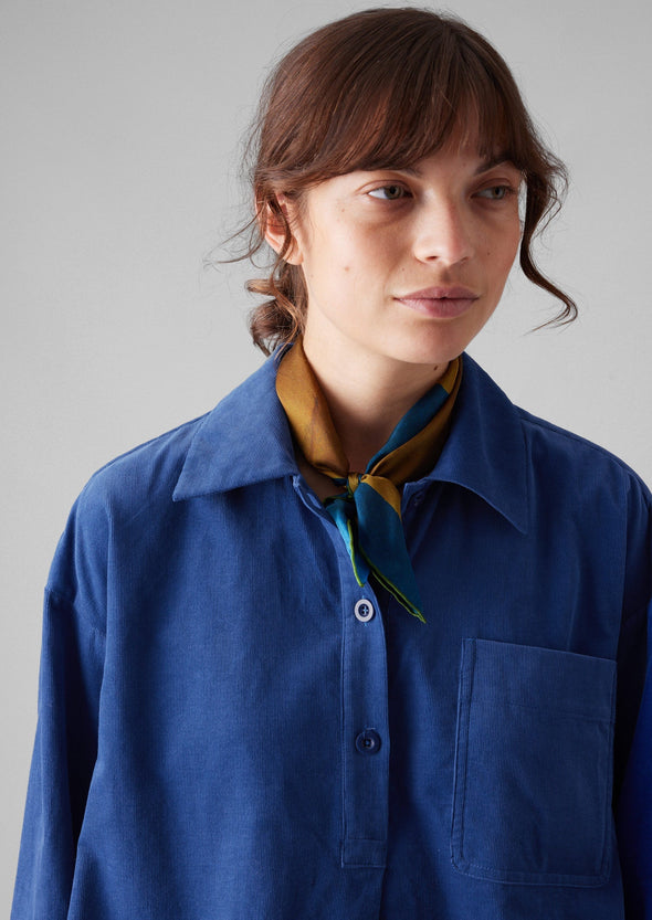 Patch Pocket Organic Needlecord Shirt | French Blue | Women's Shirts