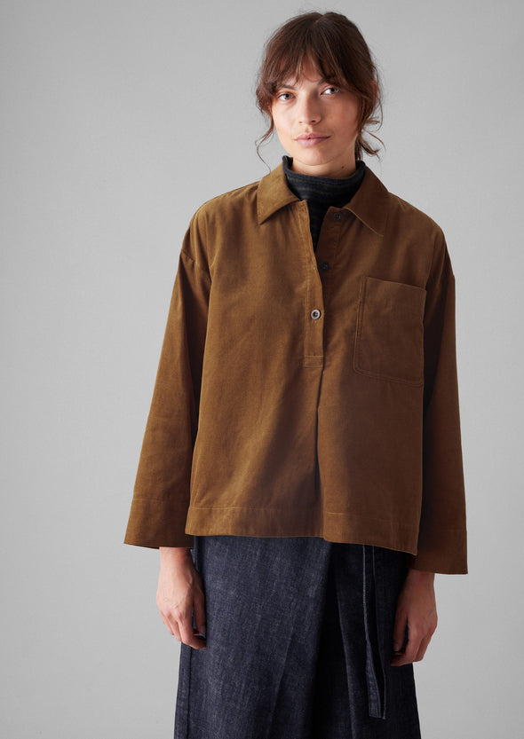 Patch Pocket Organic Needlecord Shirt | Brown Anise | Women's Shirts