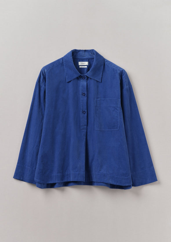 Patch Pocket Organic Needlecord Shirt | French Blue | Women's Shirts