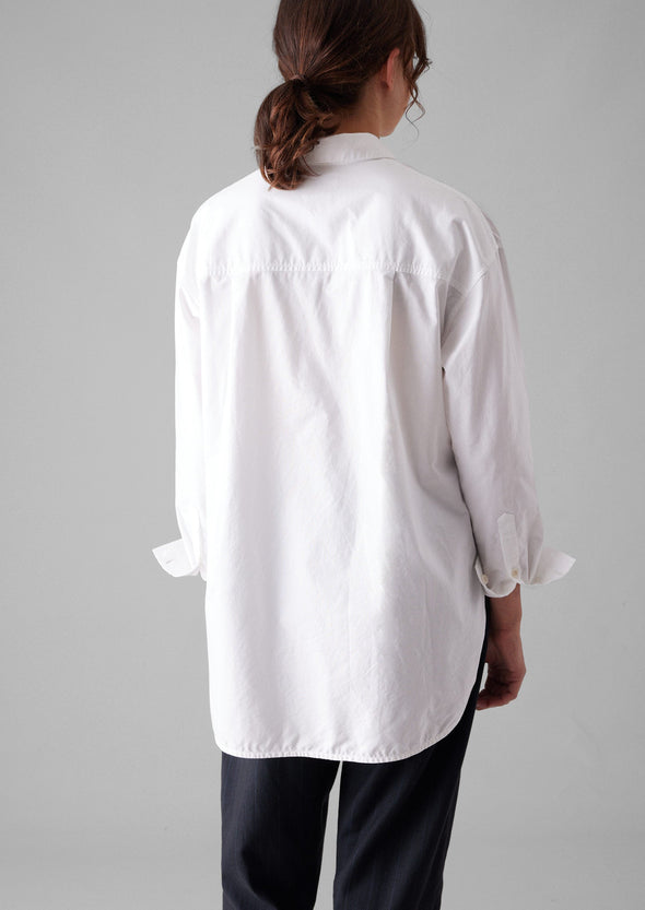 Cotton Oxford Oversized Long Shirt | White | Women's Shirts