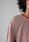 Stripe Cotton Gathered Smock Top | Brick/Ecru | Women's Tops