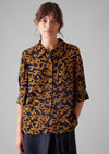 Gia Washi Print Shirt | Deep Blue/Marigold | Women's Shirts