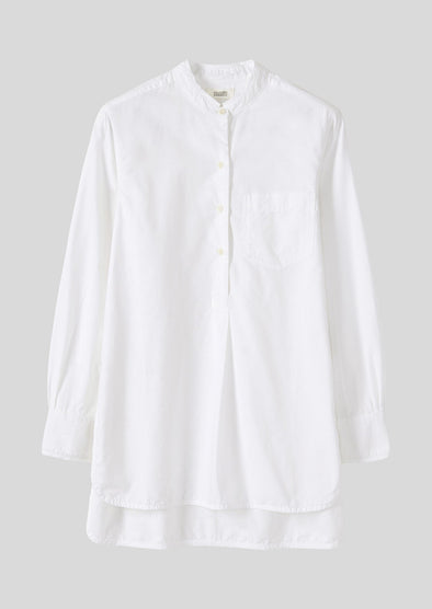 Taro Cotton Oxford Long Shirt | White | Women's Shirts