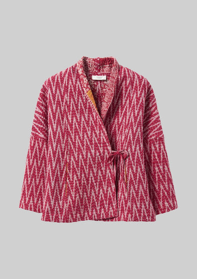 Repurposed Ikat Kantha Jacket | Reds | Women's Jackets