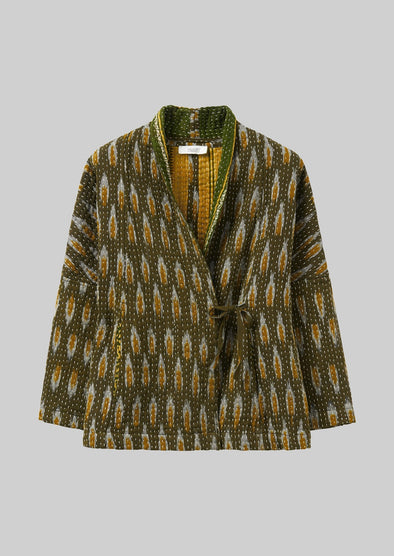 Repurposed Ikat Kantha Jacket | Greens | Women's Jackets